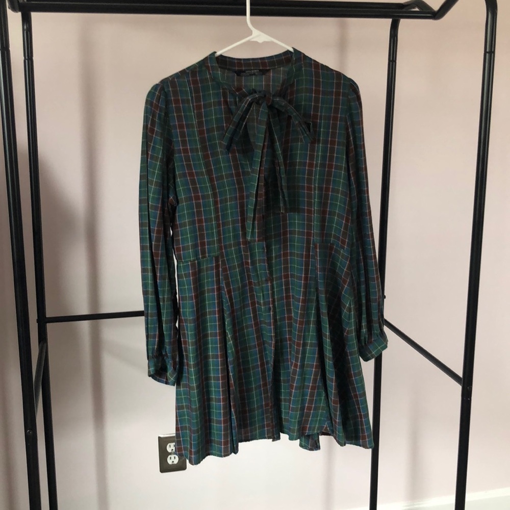 Plaid t neck Zara dress